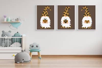 Leopard Christmas Gnome Bundle. Gnome Sublimation Clipart.