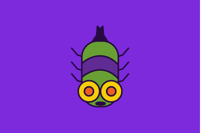 Halloween Icon with Green Insect