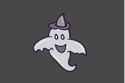 Halloween Icon with Happy Ghost