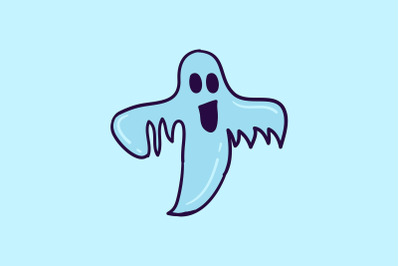 Halloween Icon with Scary Blue Ghost