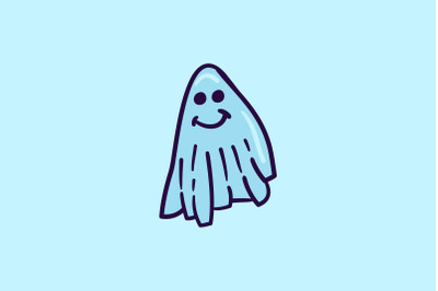 Halloween Icon with Blue Ghost