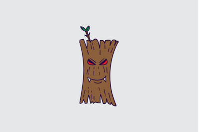 Halloween Icon with Tree Monster Character