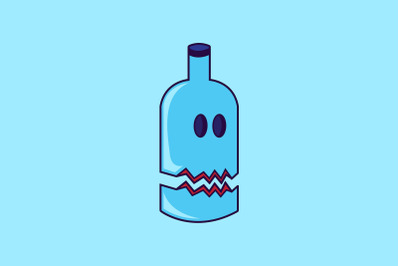 Halloween Icon with Blue Bottle of Potion