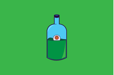 Halloween Icon with Green Potion and Eye Ball