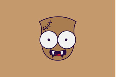 Halloween Icon with Brown Zombie