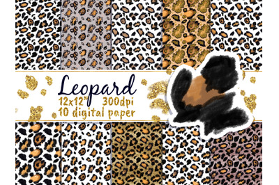 Leopard Gold Digital Paper Pack