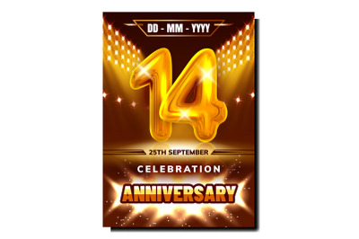 14 Celebration Anniversary Promo Poster Vector