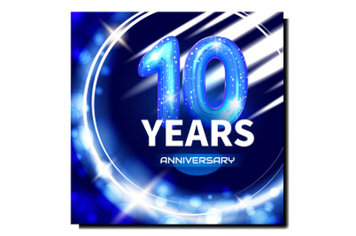 Ten 10 Years Anniversary Promotional Poster Vector