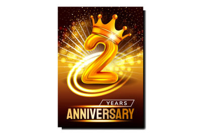 Two 2 Years Anniversary Promotional Banner Vector