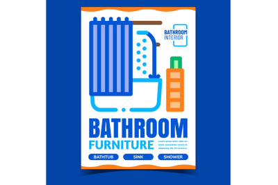 Bathroom Furniture Creative Promo Banner Vector