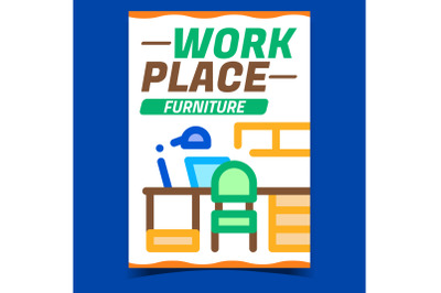 Workplace Furniture Promotional Banner Vector