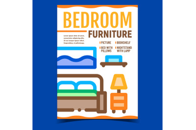 Bedroom Furniture Creative Promo Poster Vector