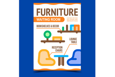 Waiting Room Furniture Promotional Banner Vector