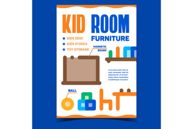 Kid Room Furniture Creative Promo Poster Vector