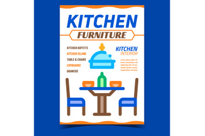 Kitchen Furniture Creative Promo Banner Vector