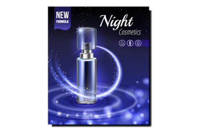 Night Cosmetics Bottle Promotional Banner Vector