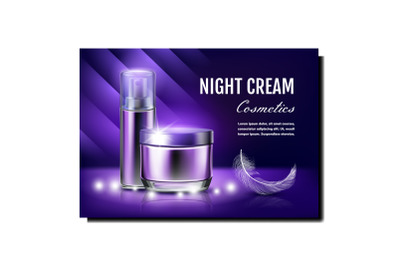 Night Cream Cosmetic Creative Promo Poster Vector