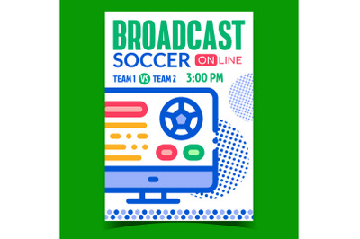 Soccer Online Broadcast Promotional Poster Vector