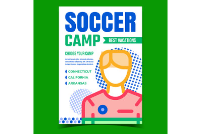 Soccer Camp Creative Promotional Poster Vector