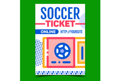 Soccer Ticket Online Purchase Promo Banner Vector