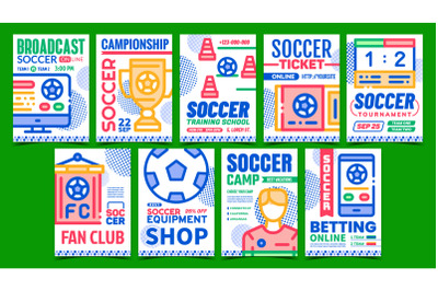 Soccer Collection Promotional Posters Set Vector