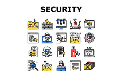 Internet Security Collection Icons Set Vector