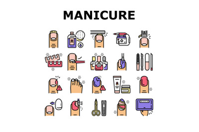 Manicure And Pedicure Collection Icons Set Vector