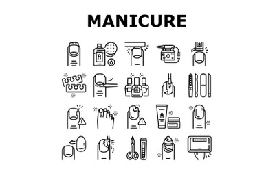 Manicure And Pedicure Collection Icons Set Vector