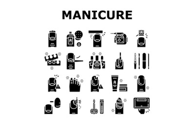 Manicure And Pedicure Collection Icons Set Vector