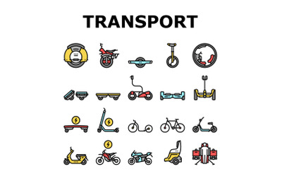 Personal Transport Collection Icons Set Vector