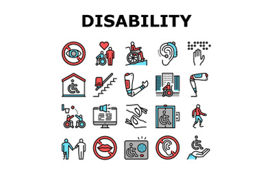 Disability Technology Collection Icons Set Vector