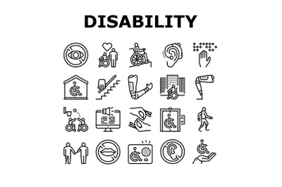 Disability Technology Collection Icons Set Vector