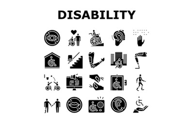 Disability Technology Collection Icons Set Vector