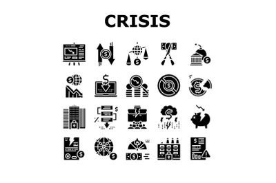 World Financial Crisis Collection Icons Set Vector