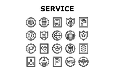 Public Service Signs Collection Icons Set Vector