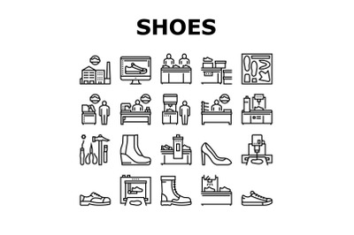 Shoes Repair Service Collection Icons Set Vector