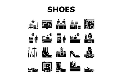 Shoes Repair Service Collection Icons Set Vector