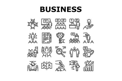 Business Situations Collection Icons Set Black Vector