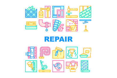 Home Repair Service Collection Icons Set Vector