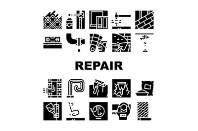 Home Repair Service Collection Icons Set Vector