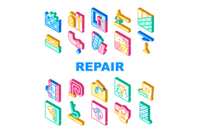 Home Repair Service Collection Icons Set Vector