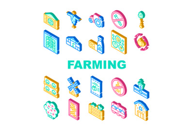 Organic Eco Farming Collection Icons Set Vector