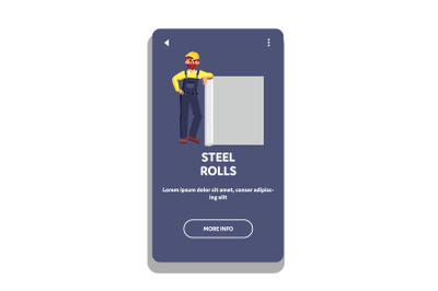 Steel Rolls Holding Industry Factory Worker Vector