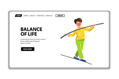 Balance Of Life Man Performer Exercising Vector