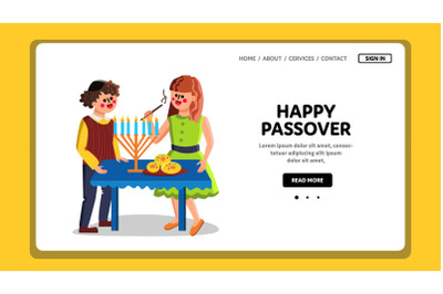 Happy Passover Family Couple Celebration Vector