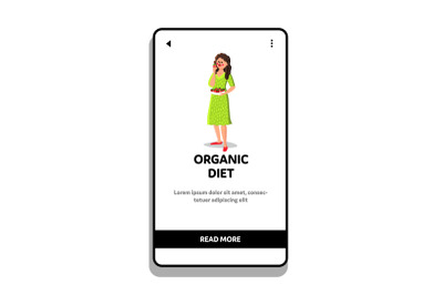 Healthy Organic Diet Nutrition Eating Woman Vector