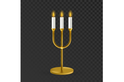 Candlestick With Burning Flame Candles Vector