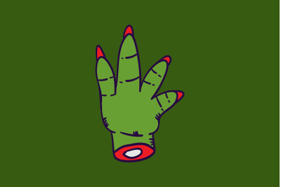 Halloween Icon with Hand of Zombie