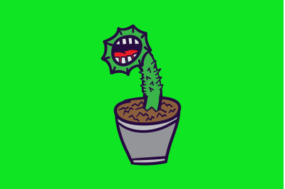 Halloween Icon with Monster Plant