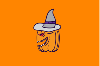 Halloween Icon with Pumpkin from side